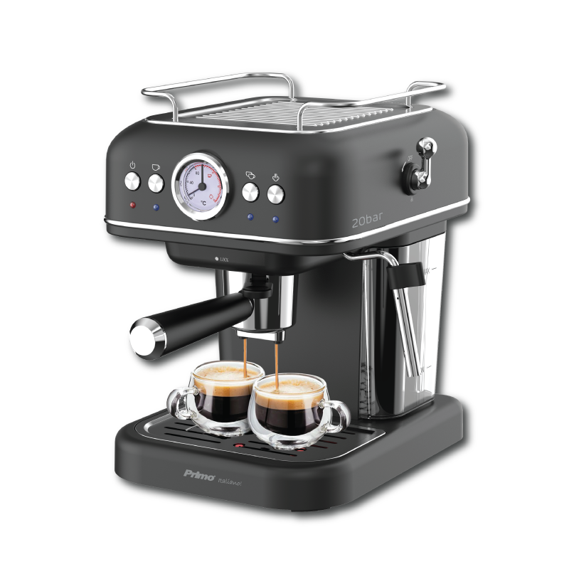 Primo PREM-40444 Καφετιέρα Espresso- Cappucino για Αλεσμένο καφέ και Κάψουλα 20Bar/ 1050W Μαύρη (400444)